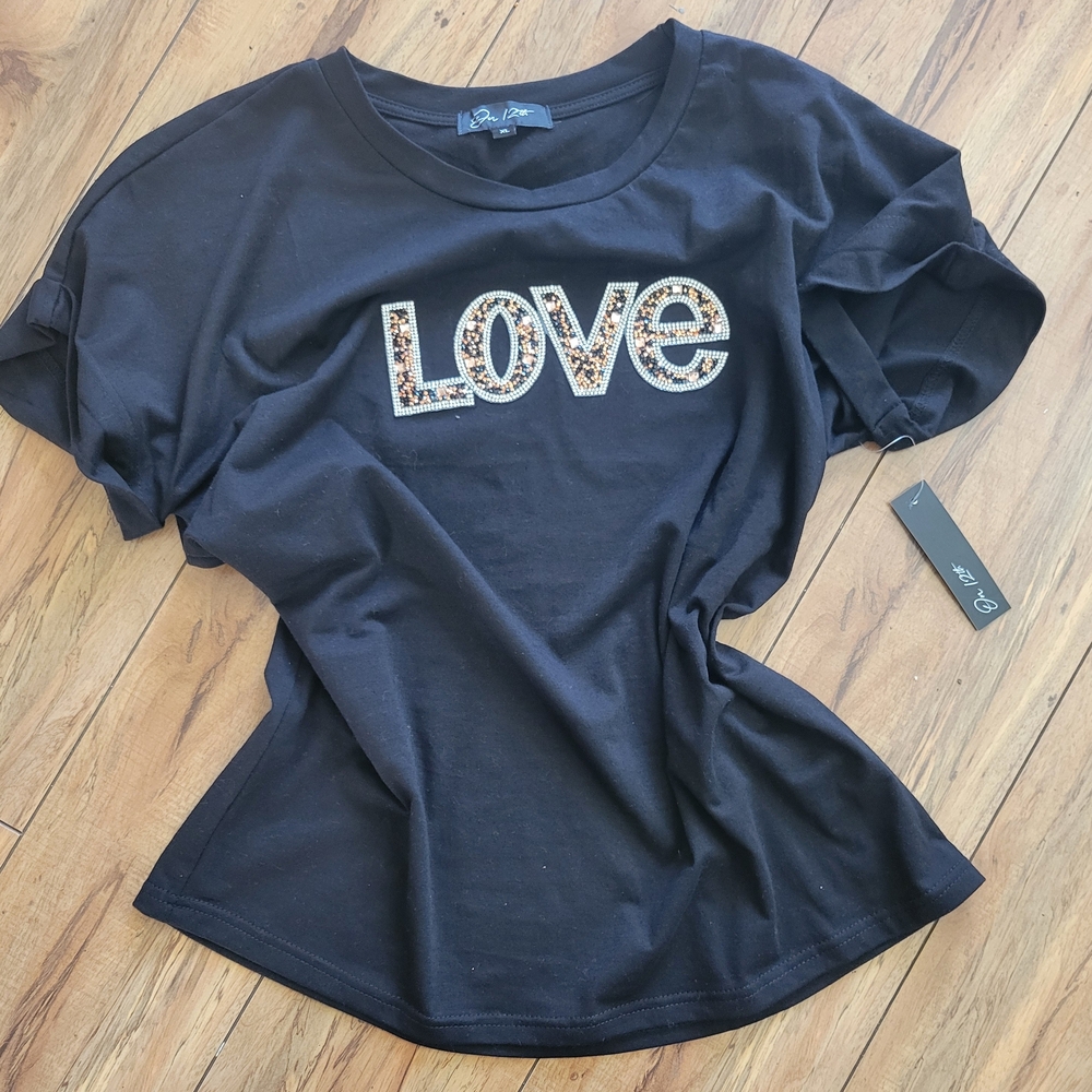 Elegant Black 'Love' Graphic Tee